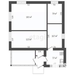 Дом 57м&sup2;, 2-этажный, участок 10 сот.  