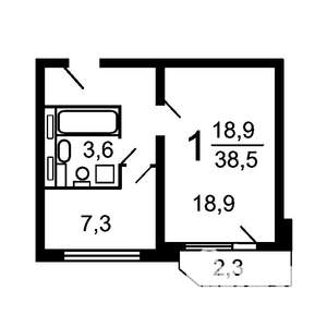1-к квартира, на длительный срок, 39м2, 3/17 этаж