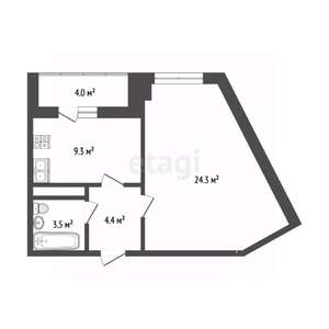 1-к квартира, вторичка, 42м2, 14/16 этаж