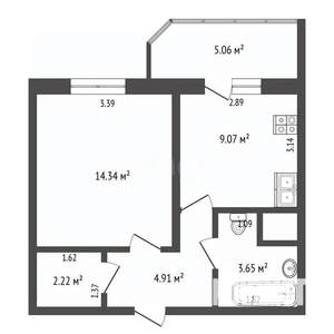 1-к квартира, вторичка, 36м2, 12/14 этаж