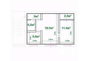 2-к квартира, вторичка, 45м2, 2/5 этаж