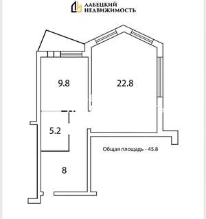 1-к квартира, вторичка, 46м2, 8/17 этаж