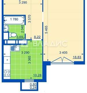 1-к квартира, вторичка, 45м2, 17/17 этаж