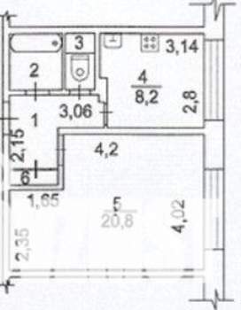 1-к квартира, вторичка, 38м2, -1/12 этаж