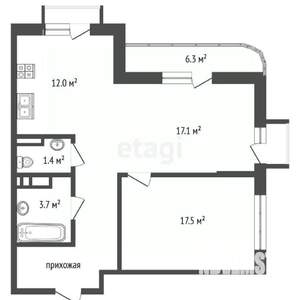 2-к квартира, вторичка, 62м2, 13/17 этаж