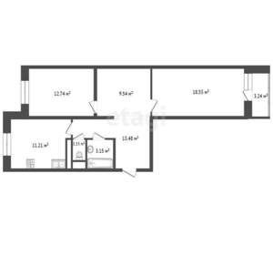 3-к квартира, вторичка, 70м2, 8/21 этаж