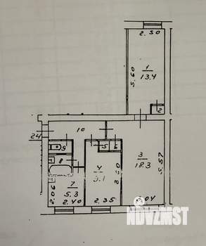 3-к квартира, вторичка, 56м2, 1/5 этаж
