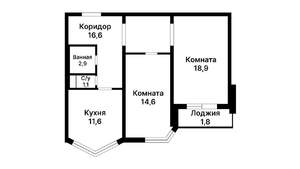 2-к квартира, вторичка, 58м2, 2/17 этаж