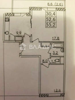 2-к квартира, вторичка, 55м2, 14/17 этаж
