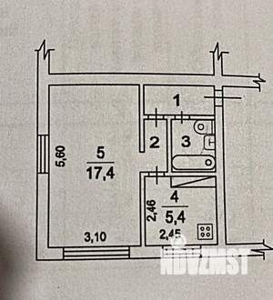 1-к квартира, вторичка, 30м2, 1/4 этаж