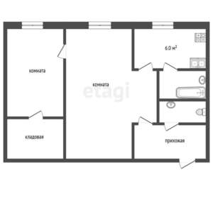 2-к квартира, вторичка, 44м2, 3/4 этаж