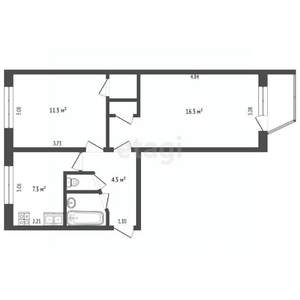 2-к квартира, вторичка, 45м2, 4/5 этаж