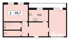 2-к квартира, вторичка, 70м2, 8/10 этаж