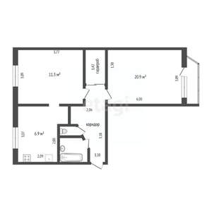 2-к квартира, вторичка, 46м2, 5/5 этаж