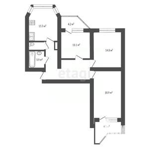 3-к квартира, вторичка, 76м2, 3/17 этаж