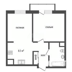 1-к квартира, вторичка, 46м2, 13/18 этаж