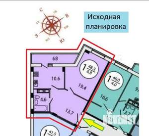 1-к квартира, вторичка, 51м2, 8/16 этаж