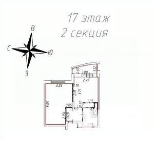1-к квартира, вторичка, 31м2, 17/17 этаж