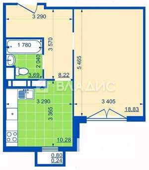 1-к квартира, вторичка, 45м2, 17/17 этаж