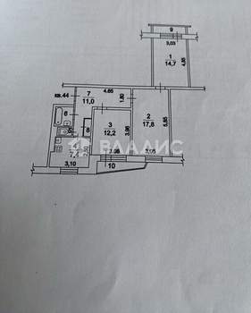 3-к квартира, вторичка, 71м2, 2/9 этаж