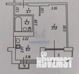 1-к квартира, вторичка, 41м2, 14/17 этаж