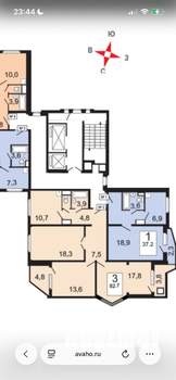 1-к квартира, вторичка, 37м2, 7/17 этаж