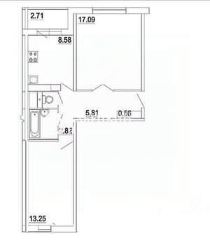 2-к квартира, вторичка, 52м2, 5/12 этаж