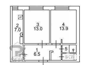2-к квартира, вторичка, 45м2, 5/9 этаж