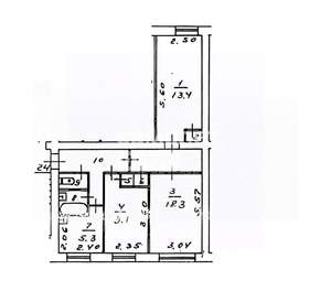 3-к квартира, вторичка, 56м2, 1/5 этаж