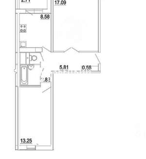 2-к квартира, вторичка, 52м2, 2/12 этаж