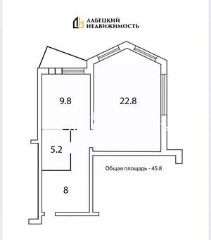 1-к квартира, вторичка, 46м2, 8/17 этаж