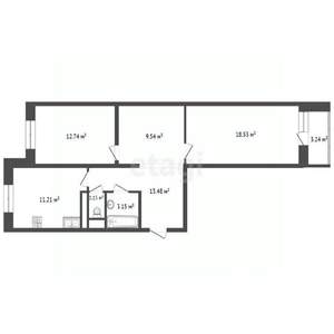 3-к квартира, вторичка, 70м2, 8/16 этаж