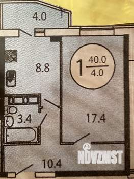 1-к квартира, вторичка, 40м2, 4/17 этаж