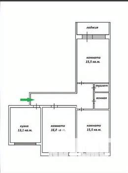 3-к квартира, вторичка, 75м2, 4/5 этаж