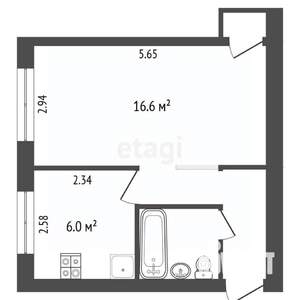 1-к квартира, вторичка, 31м2, 1/5 этаж