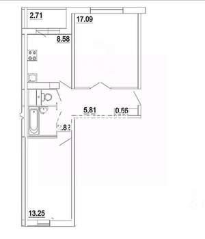 2-к квартира, вторичка, 52м2, 2/12 этаж