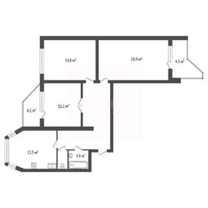 3-к квартира, вторичка, 74м2, 3/17 этаж