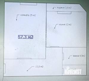1-к квартира, вторичка, 57м2, 8/9 этаж